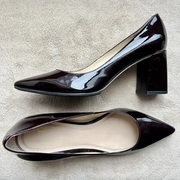 Marc Fisher Zala Dark Brown Patent Leather Block Heel Pumps - Picture 14 of 14